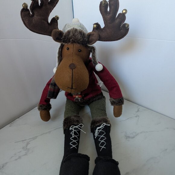 21" Sitting Christmas Moose with Weighted Bottom - Picture 2 of 10